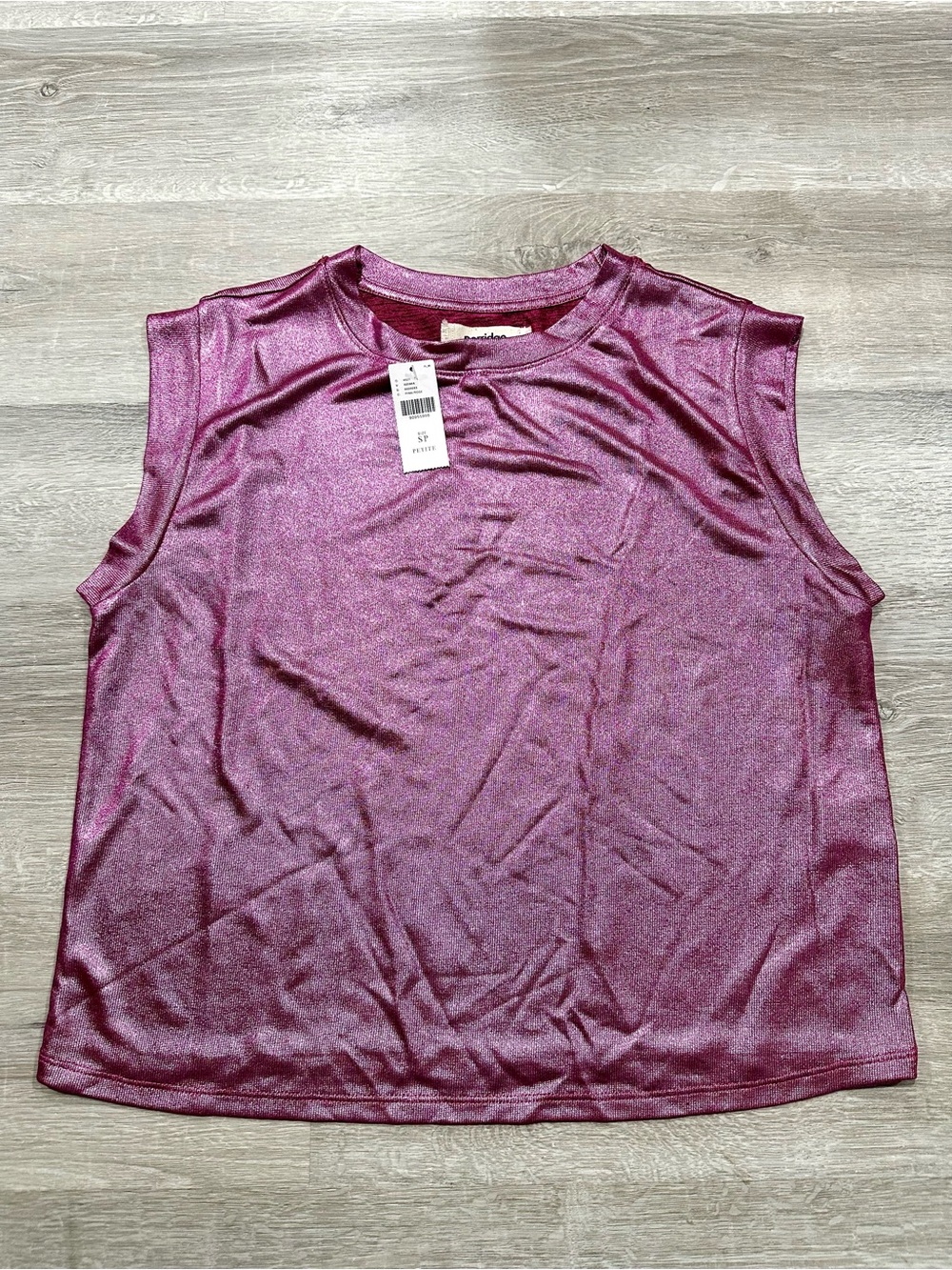 N122 NWT Porridge Muscle Tee Top Womens S Petite Pink Metalic Anthropologie